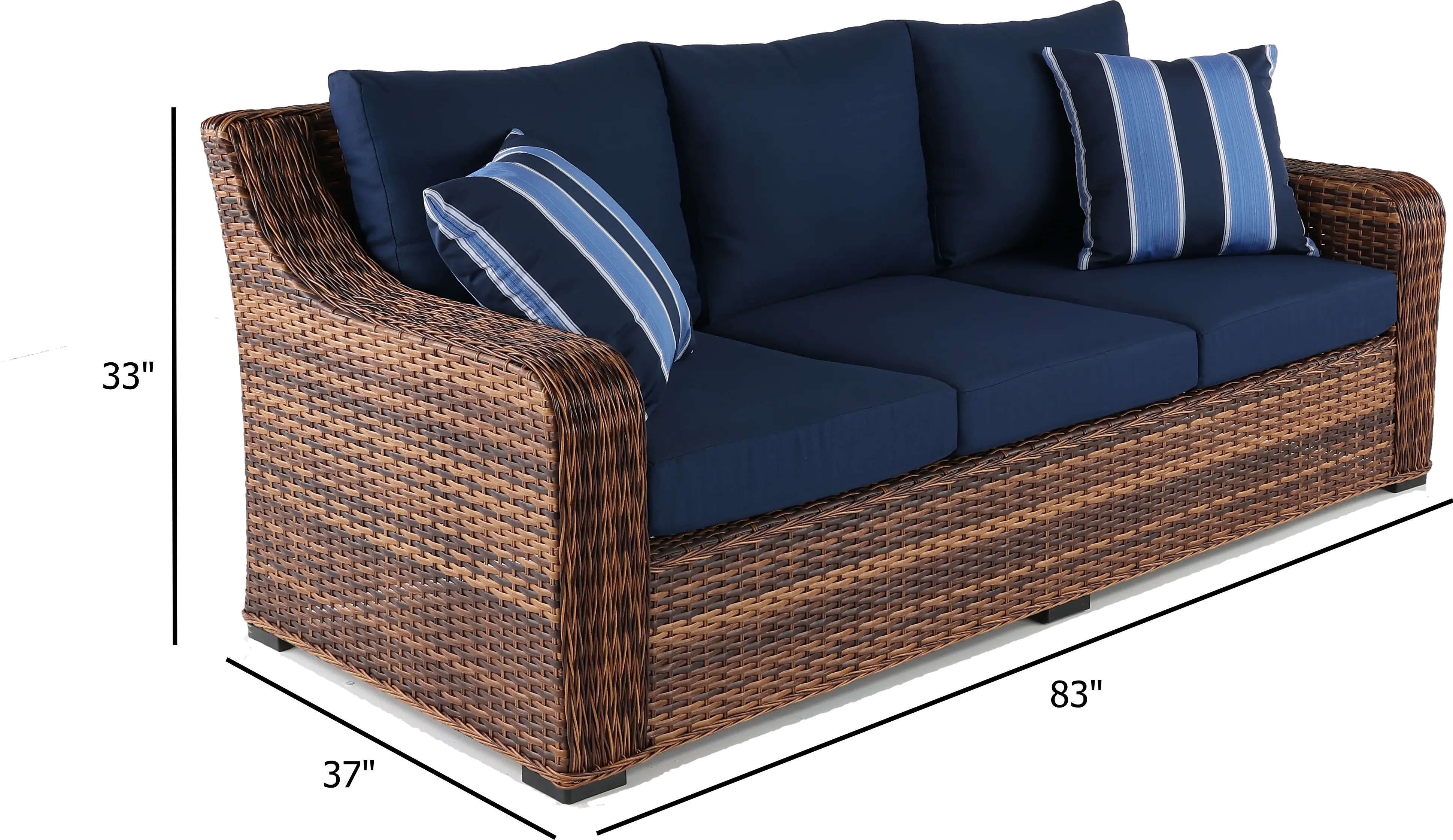Tortola Navy Wicker Patio Sofa-2