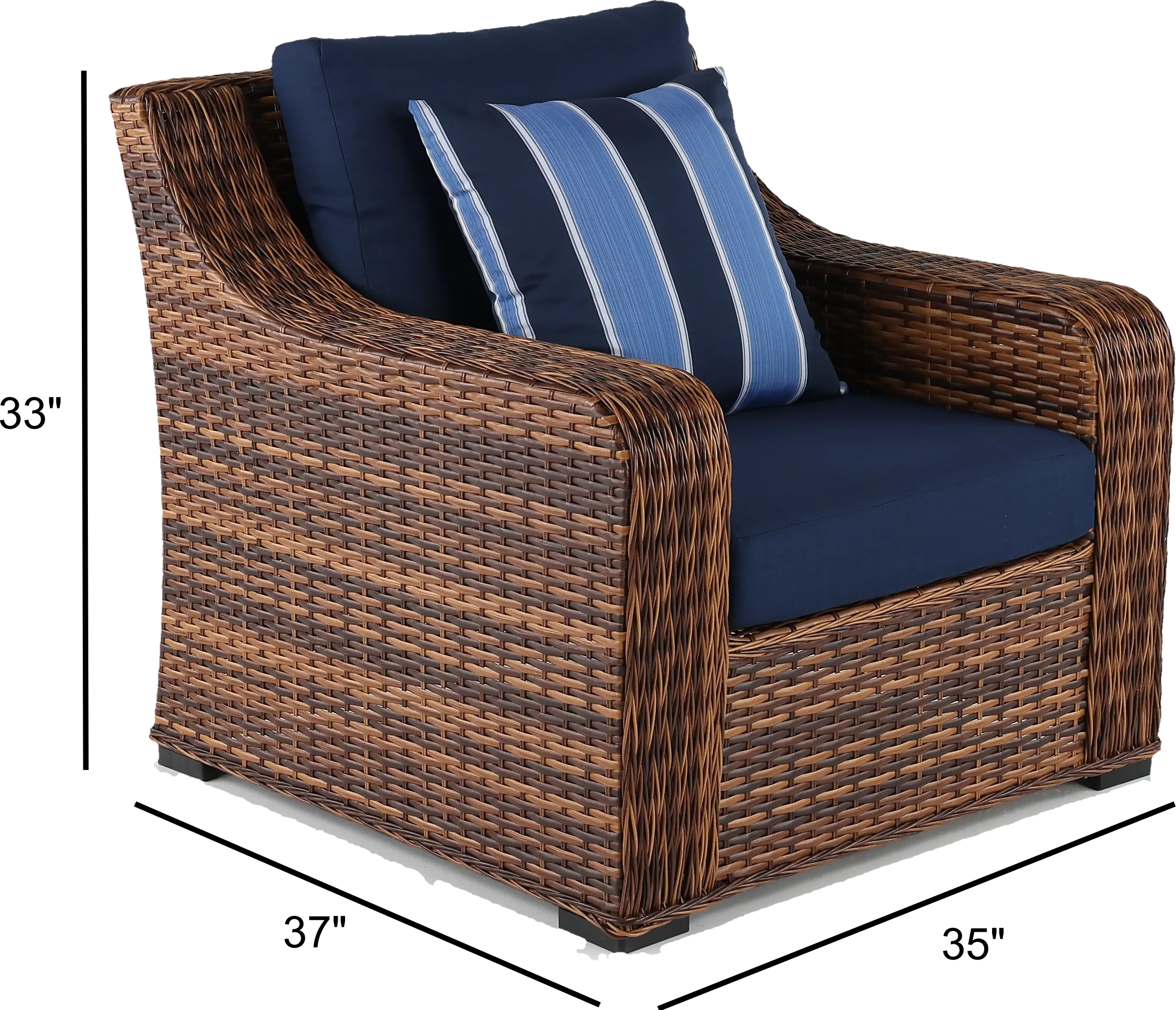 Tortola Wicker and Navy Outdoor Patio Chair-3