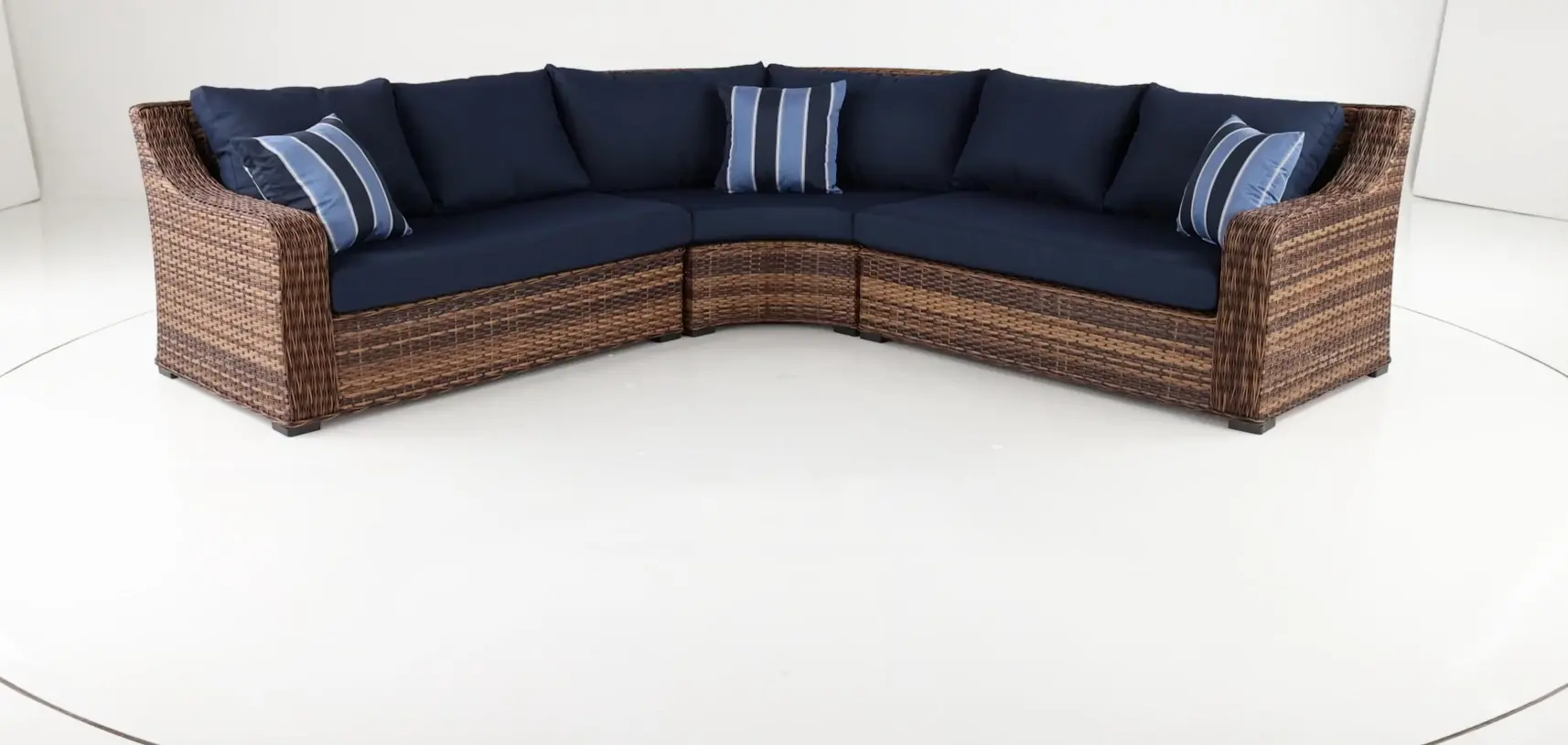 Tortola 3 Piece Navy Outdoor Patio Sectional-5