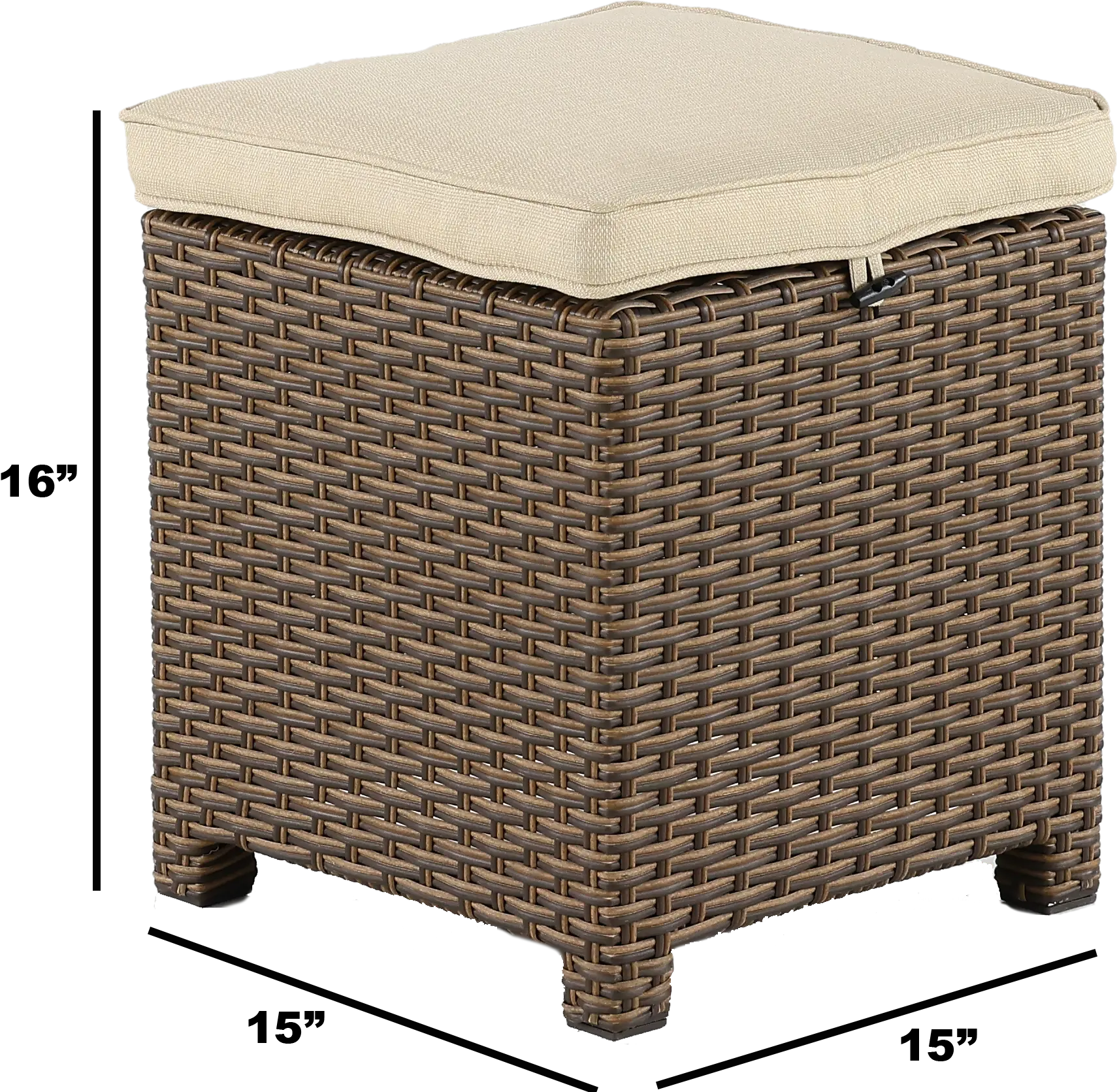 Arcadia Wicker and Linen Patio Ottoman-3