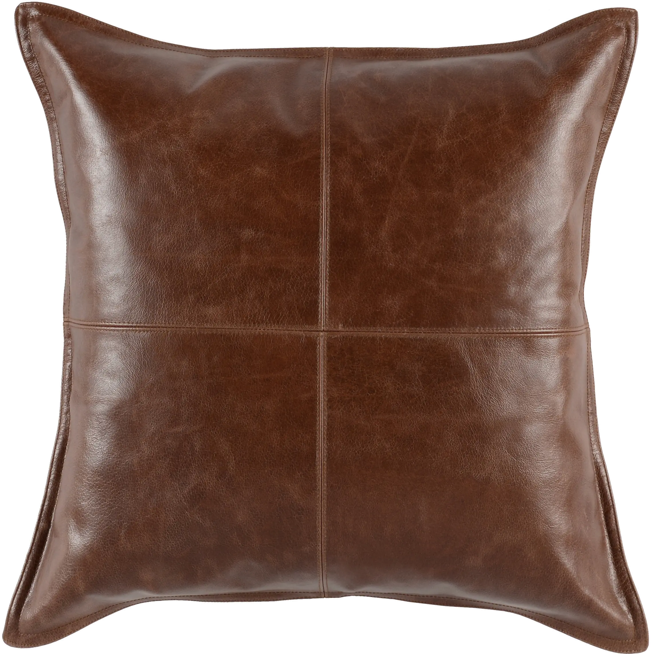 Kona Brown Pieced Leather Throw Pillow-1