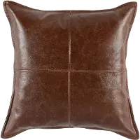Kona Brown Pieced Leather Throw Pillow