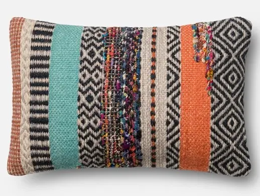 P0432/MULTICOLOR Multi Color Rectangular Wool Throw Pillow-1