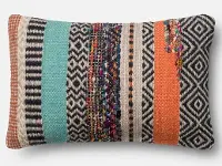 P0432/MULTICOLOR Multi Color Rectangular Wool Throw Pillow