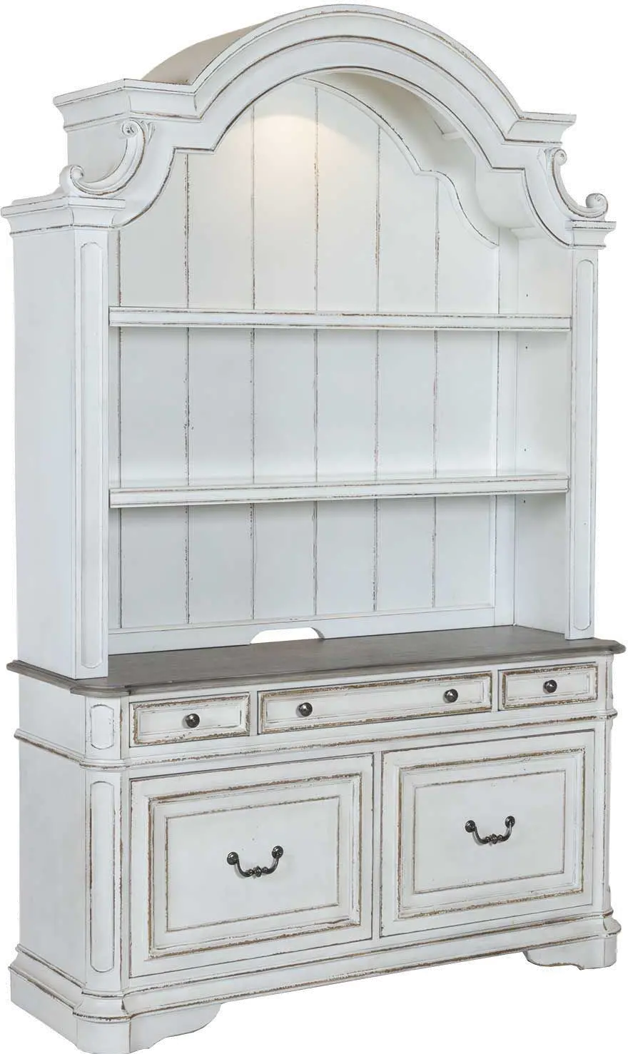 MAGNOLIA/KIT/CRDNZA Magnolia Manor Antique White Cabinet with Hutch-1