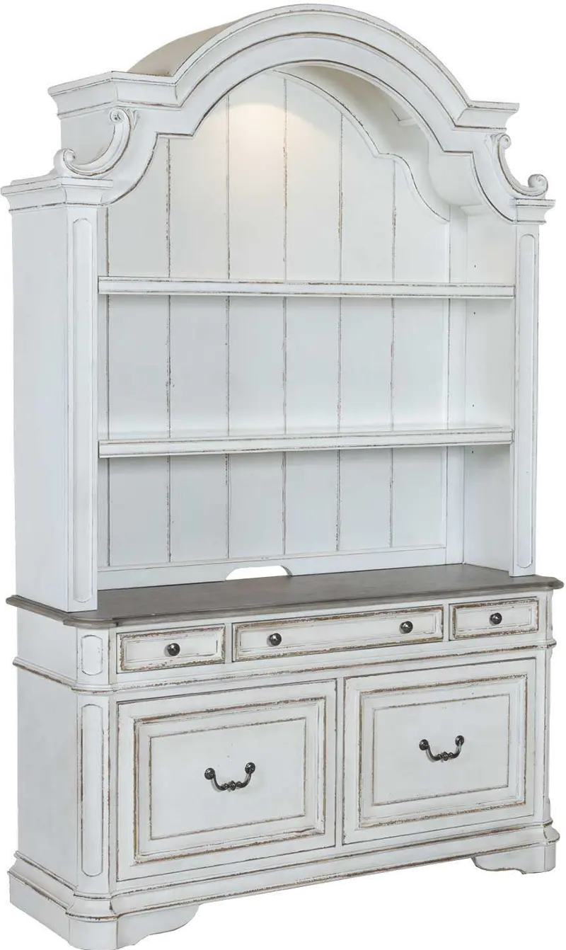 Magnolia Manor Antique White Cabinet with Hutch