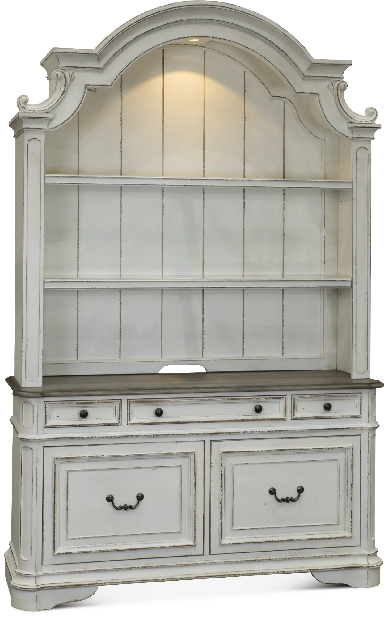 MAGNOLIA/KIT/CRDNZA Magnolia Manor Antique White Cabinet with Hutch-8