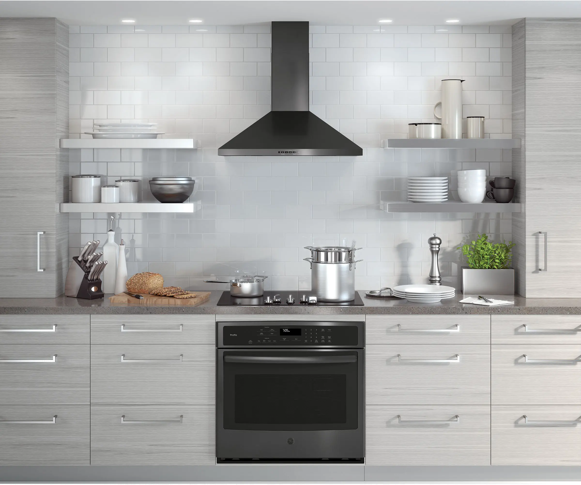 JVW5301BJTS GE 30 Inch Pyramid Chimney Hood - Black Stainless Steel-4