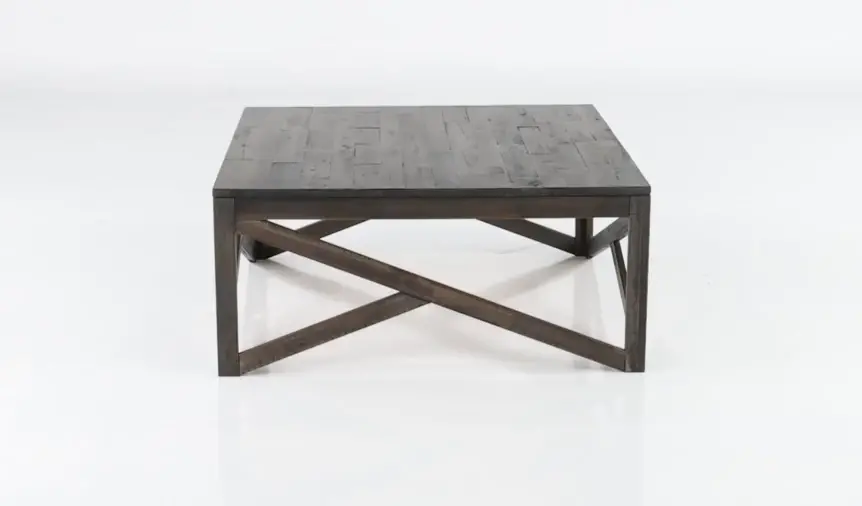 Haroflyn Rustic Charcoal Brown Square Coffee Table-5