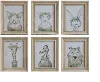 DA8466A-A/6-IND/ANMA Assorted Animal Wood Framed Wall Art