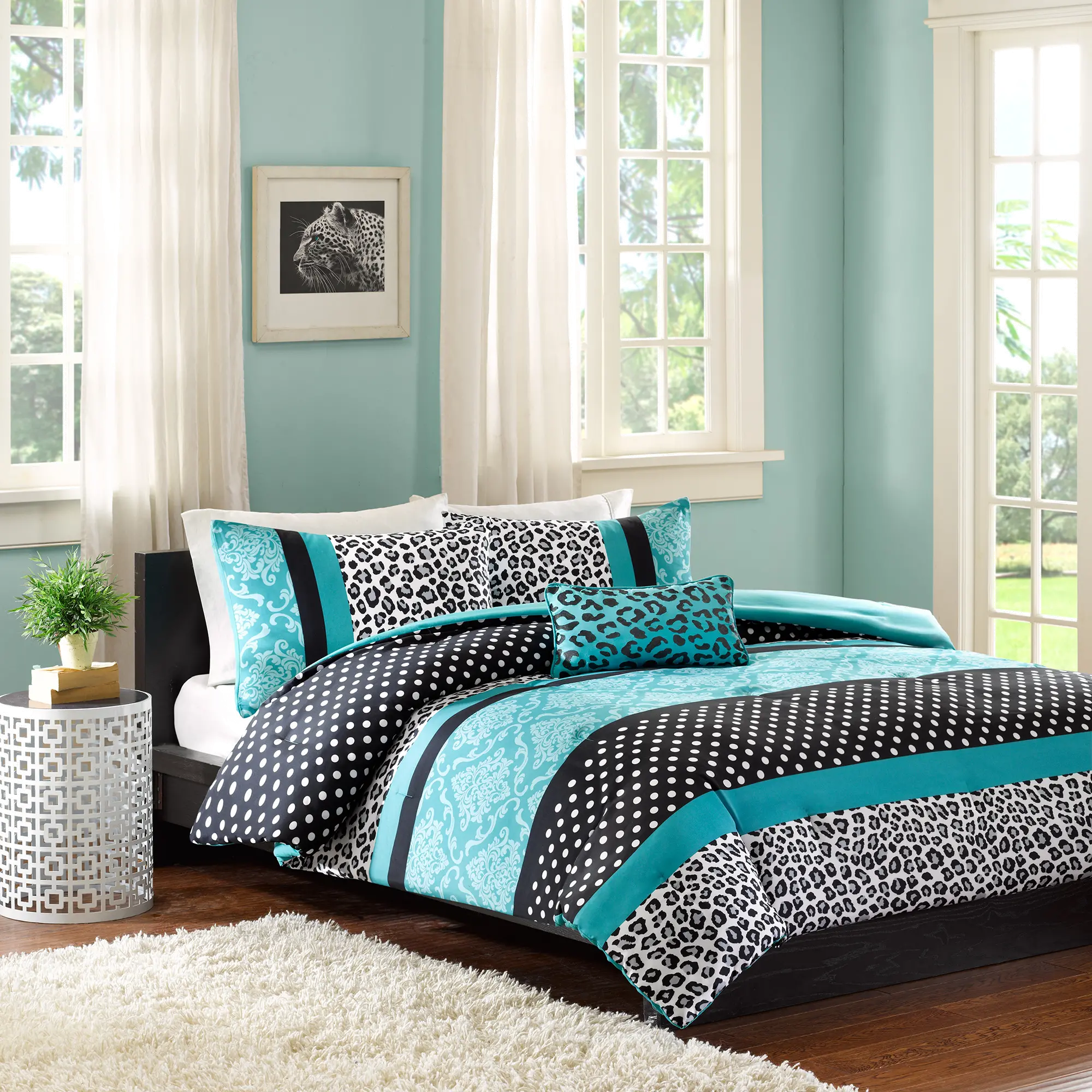 Chloe Teal Full-Queen 4 Piece Bedding Collection-2