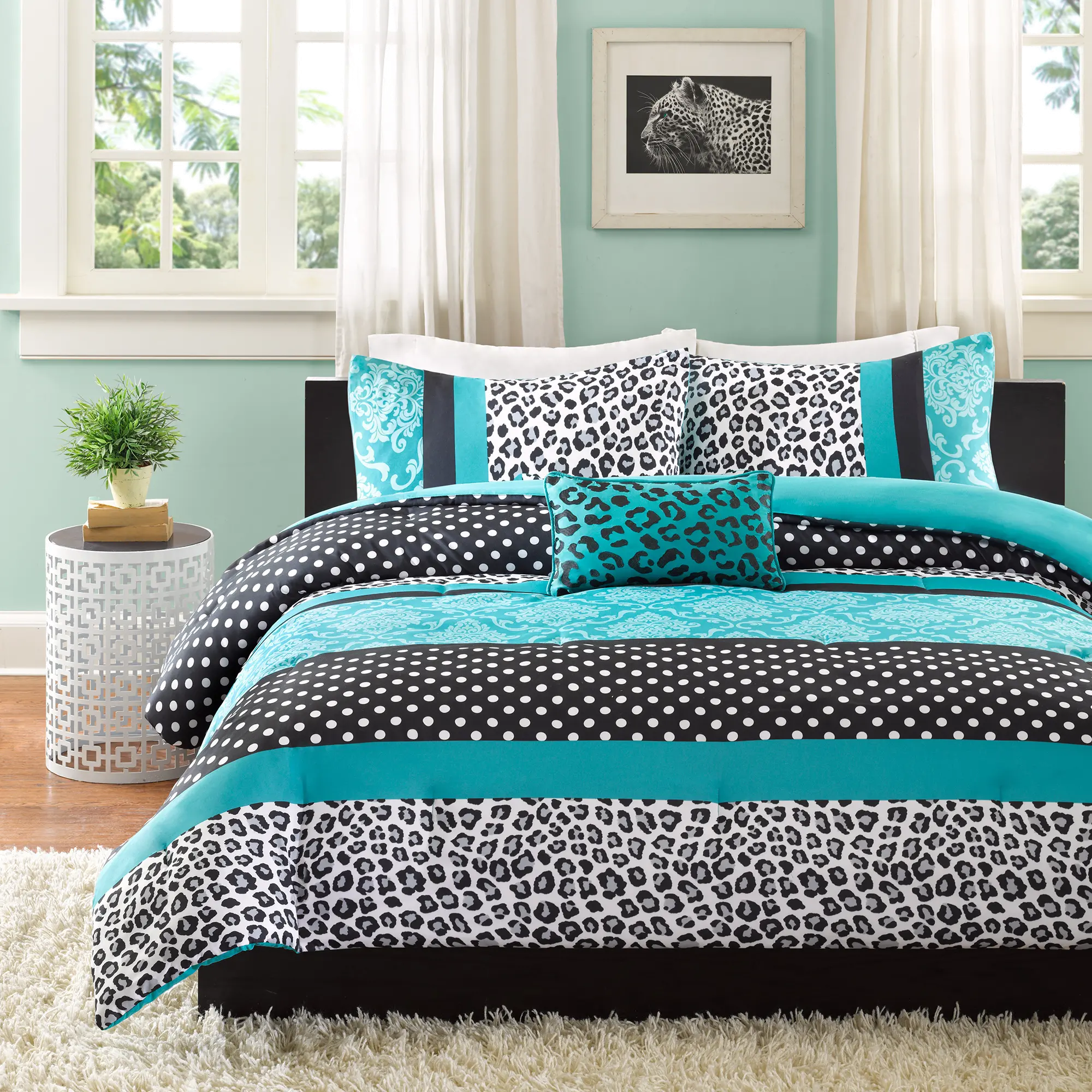 Chloe Teal Full-Queen 4 Piece Bedding Collection-5