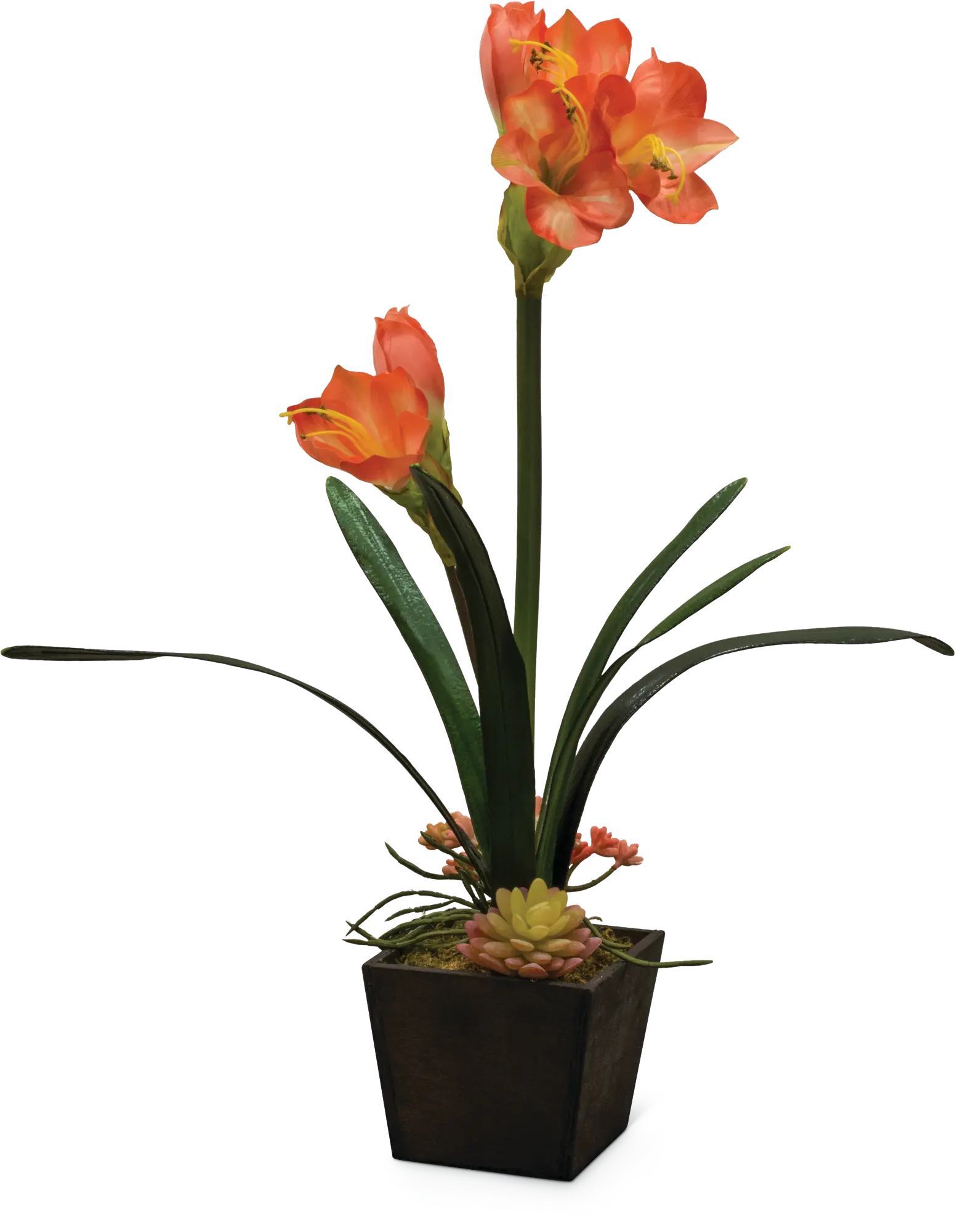 26 Inch Coral Amaryllis Faux Arrangement-1