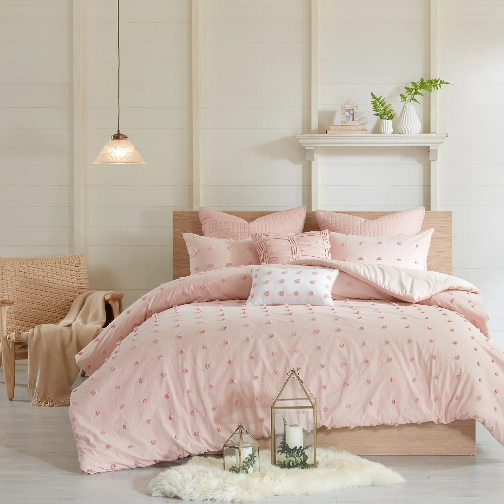 Pink Queen 7 Piece Brooklyn Cotton Jacquard Duvet Bedding Collection-4