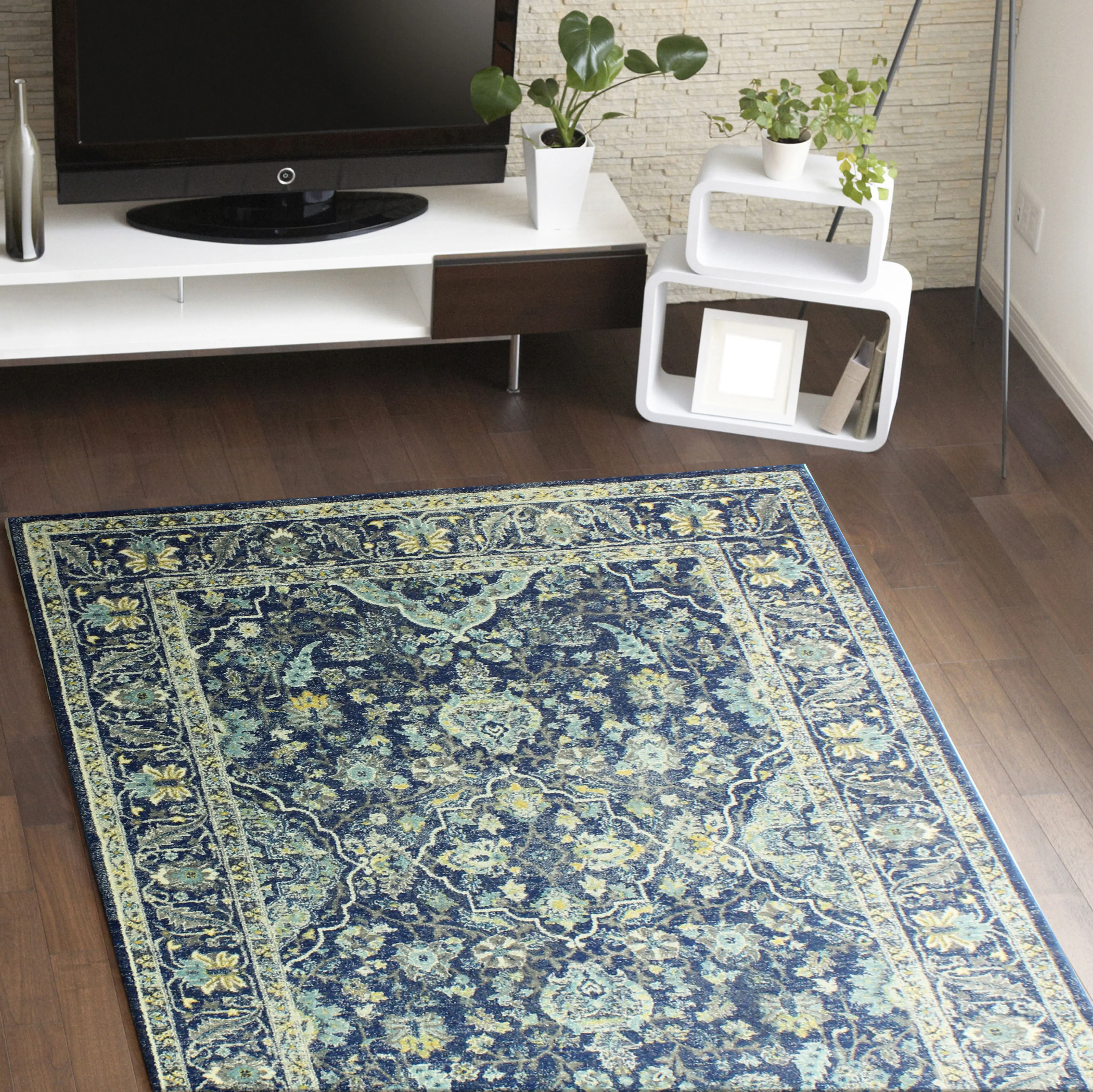 E110-DKBL-4X6-5394A Everek Navy Blue 4 x 6 Rug-3