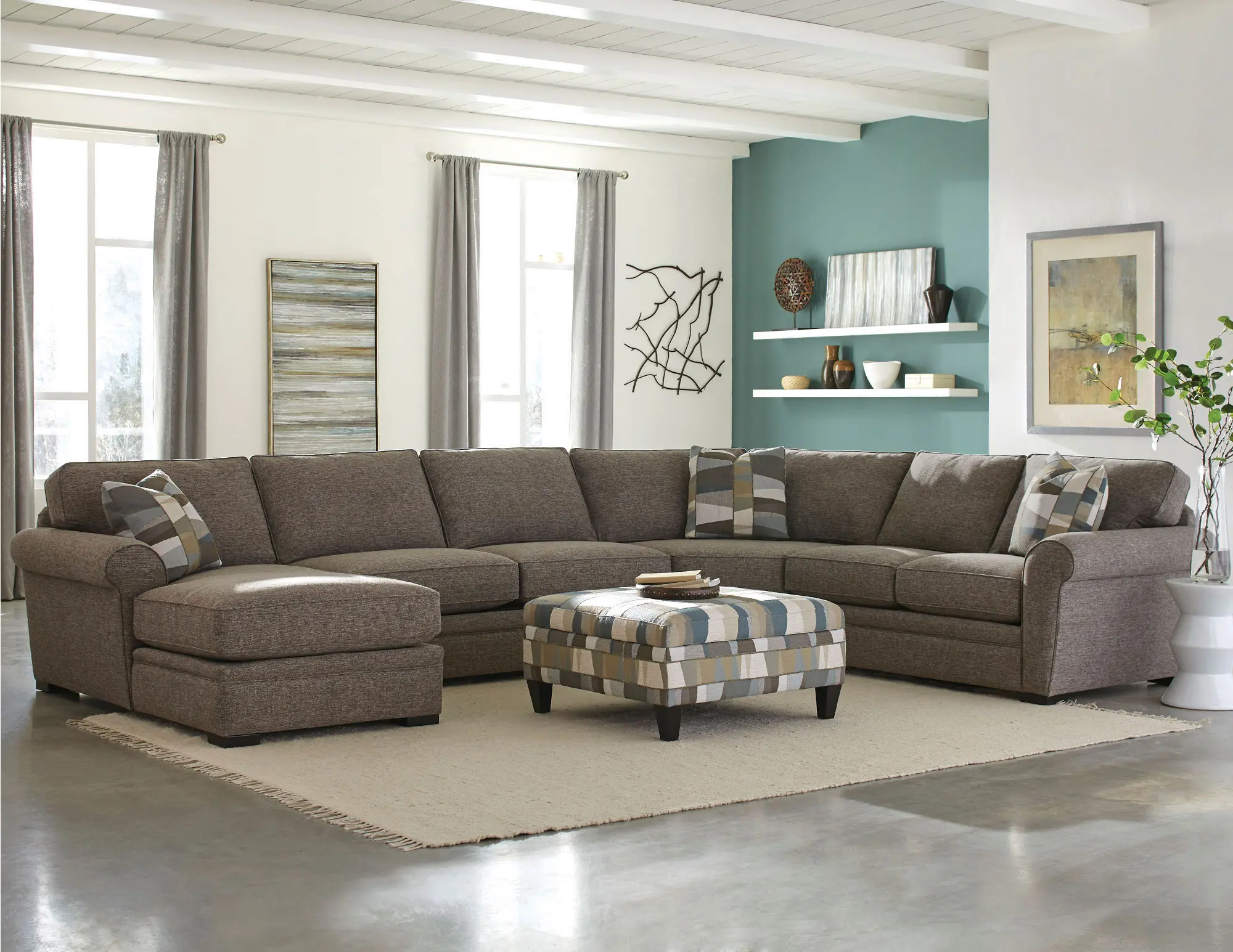 Brown 4 Piece Sectional Sofa with LAF Chaise - Orion-2