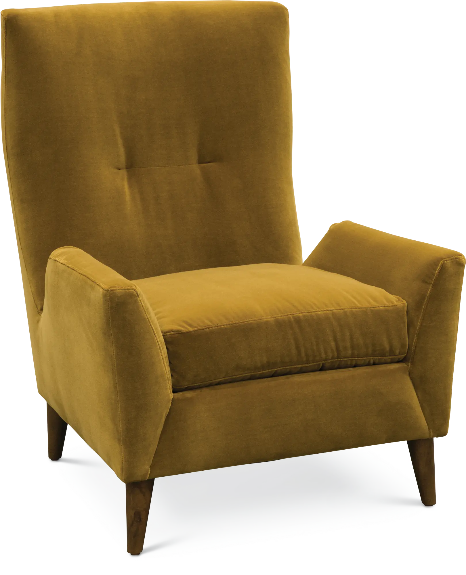 Mid Century Modern Marzipan Yellow Wing Chair - Kelsey-1