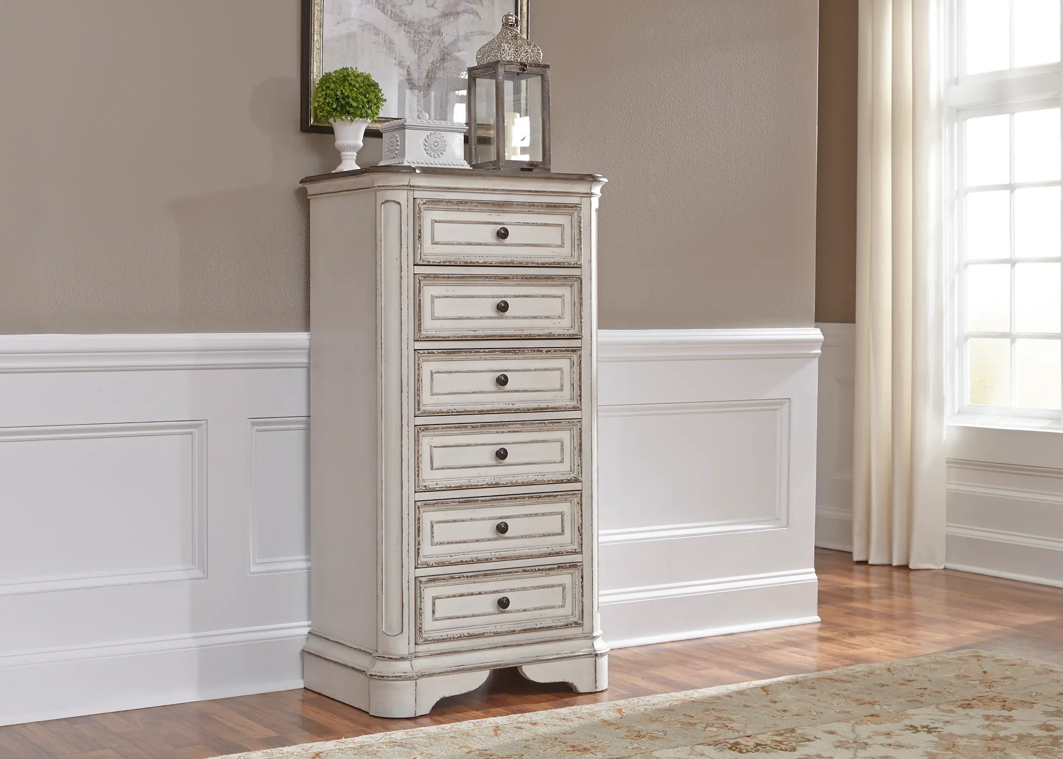 244-BR43 Magnolia Manor Antique White Lingerie Chest-2