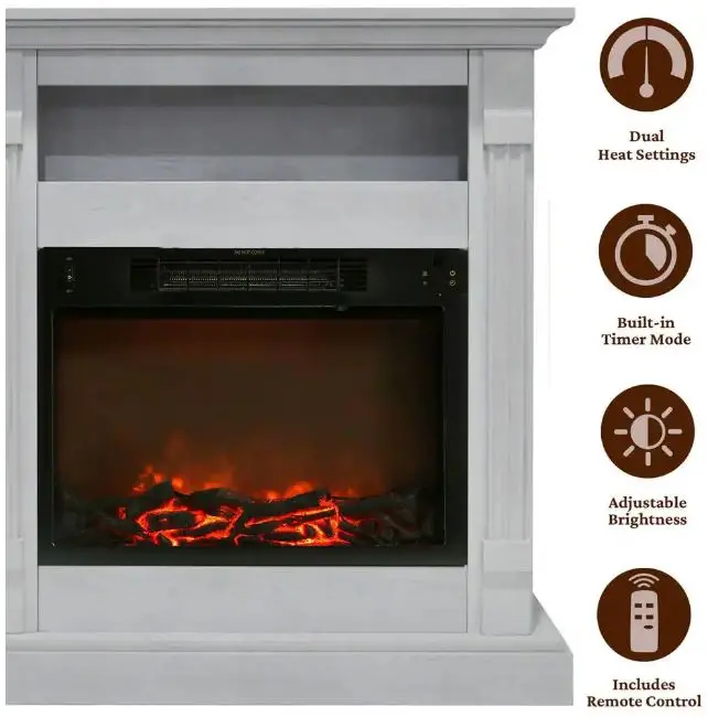 CAM3437-1WHT White Electrical Mantel Fireplace (34 Inch) - Sienna-3