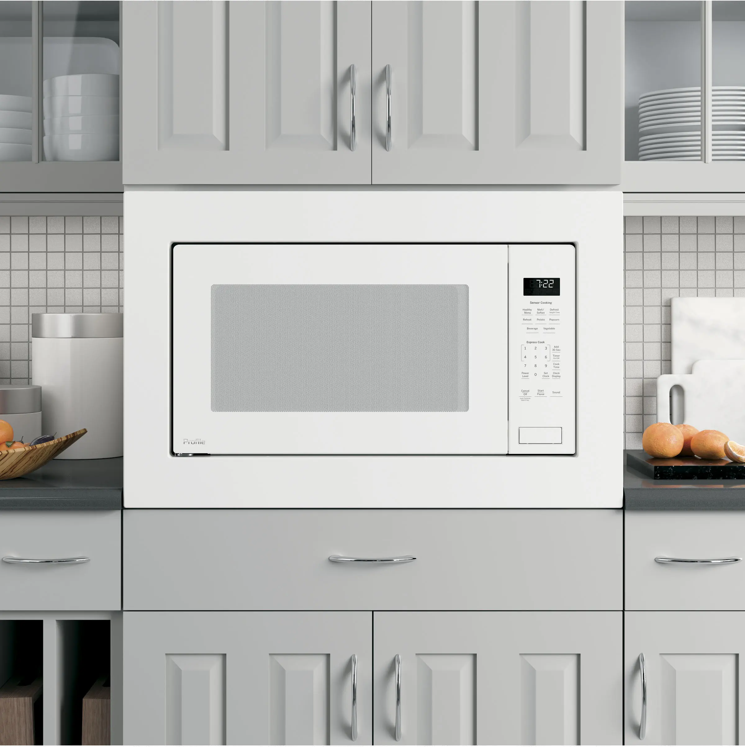 PEB7227+JX7227-W/W GE Profile Countertop Microwave and 27 Inch Trim Kit - White-3