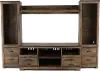 Trinell Rustic Gray 4 Piece Rustic Oak Entertainment Center