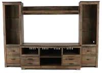 Trinell Rustic Gray 4 Piece Rustic Oak Entertainment Center