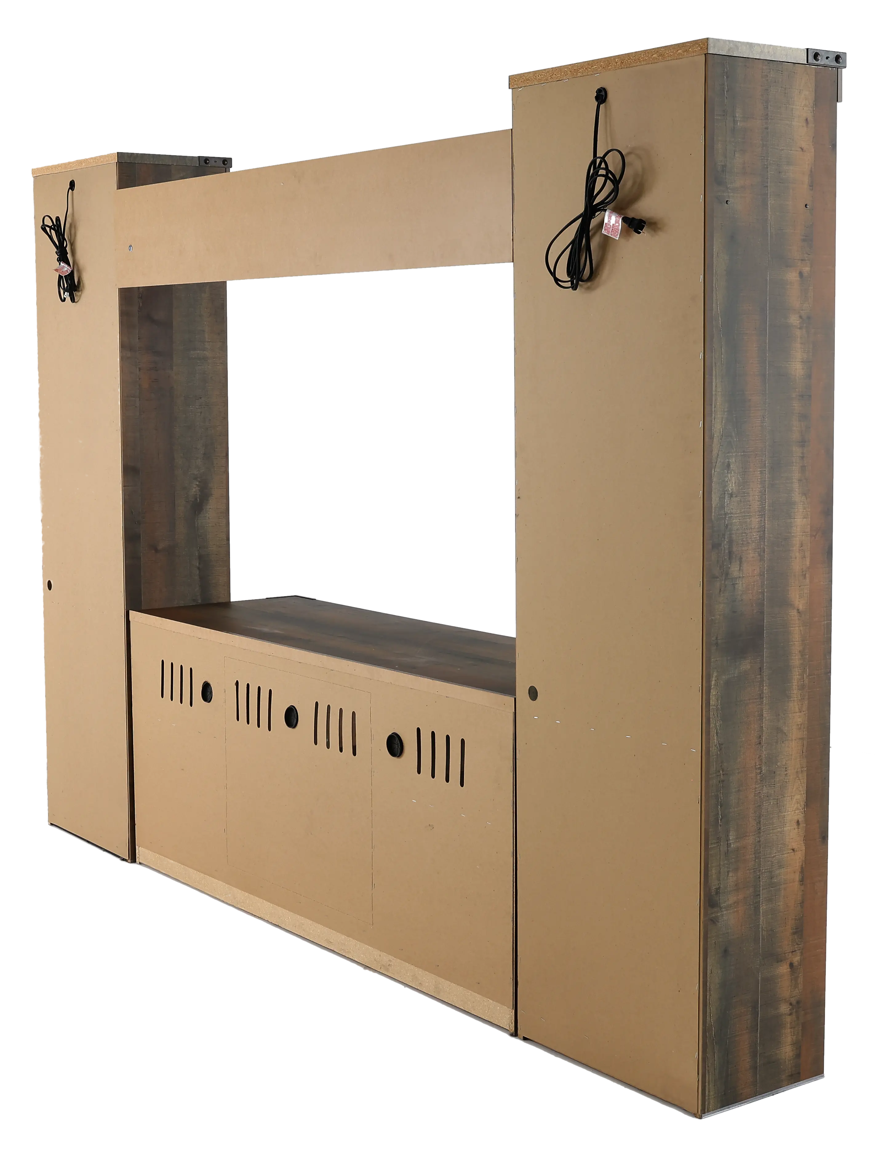 Trinell Rustic Gray 4 Piece Rustic Oak Entertainment Center-7