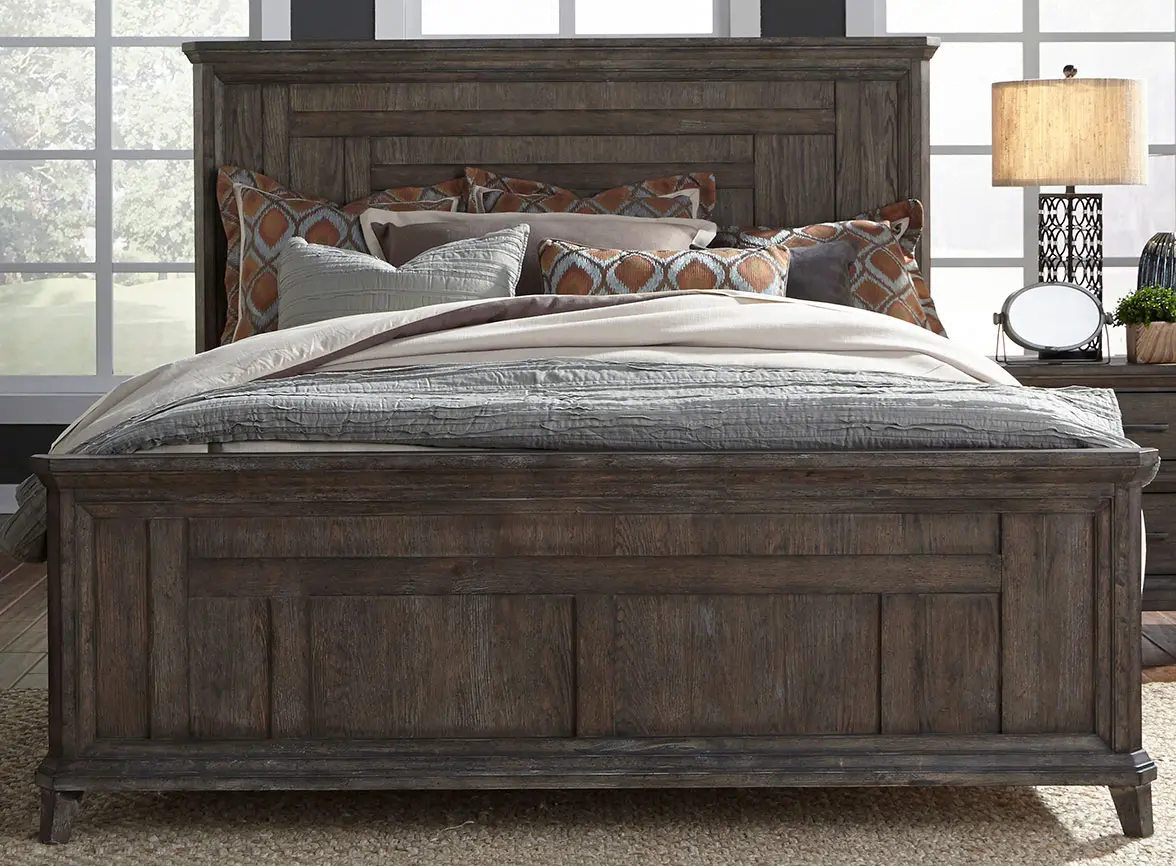 823/PANELBED5/0 Artisan Prairie Aged Oak Queen Bed-2