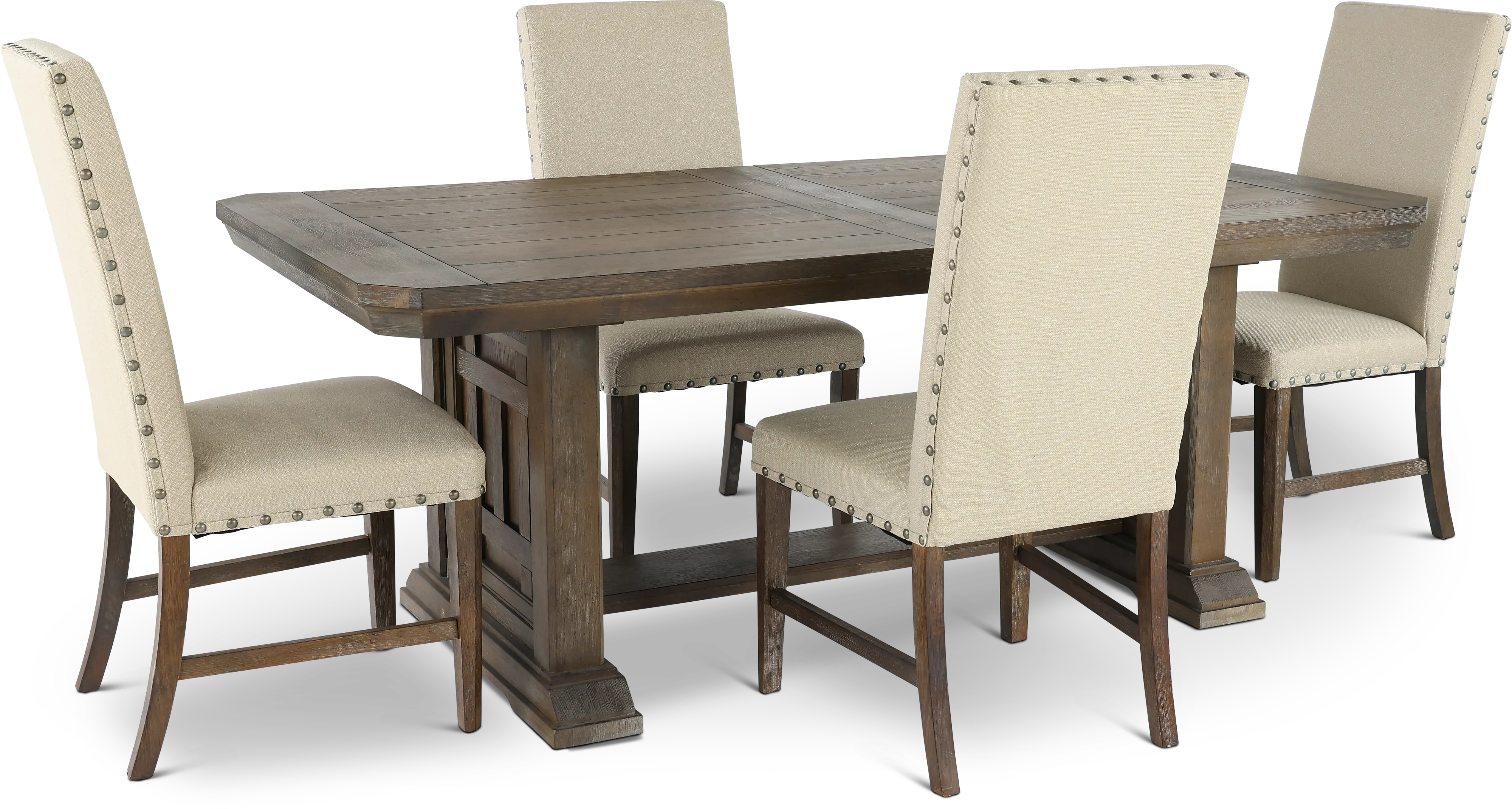 5PC:823-UPH/DINING Artisan Prairie Aged Oak and Gray Upholstered 5 Piece Dining Set-1