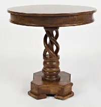 Solid Mango Hand Carved Pedestal Table - Global Archive
