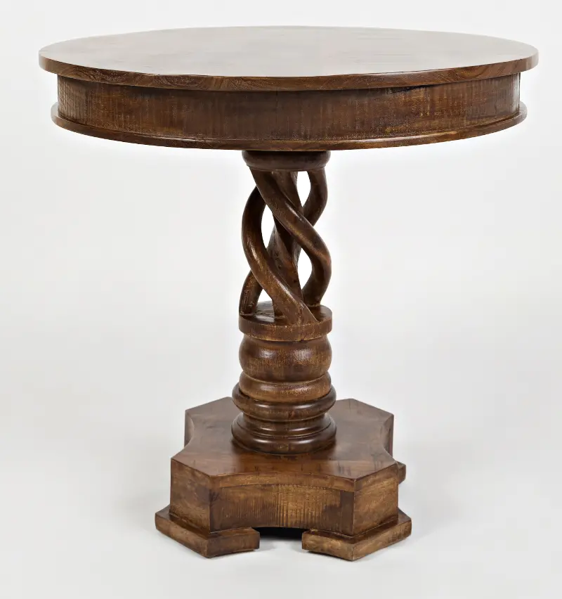 Solid Mango Hand Carved Pedestal Table - Global Archive