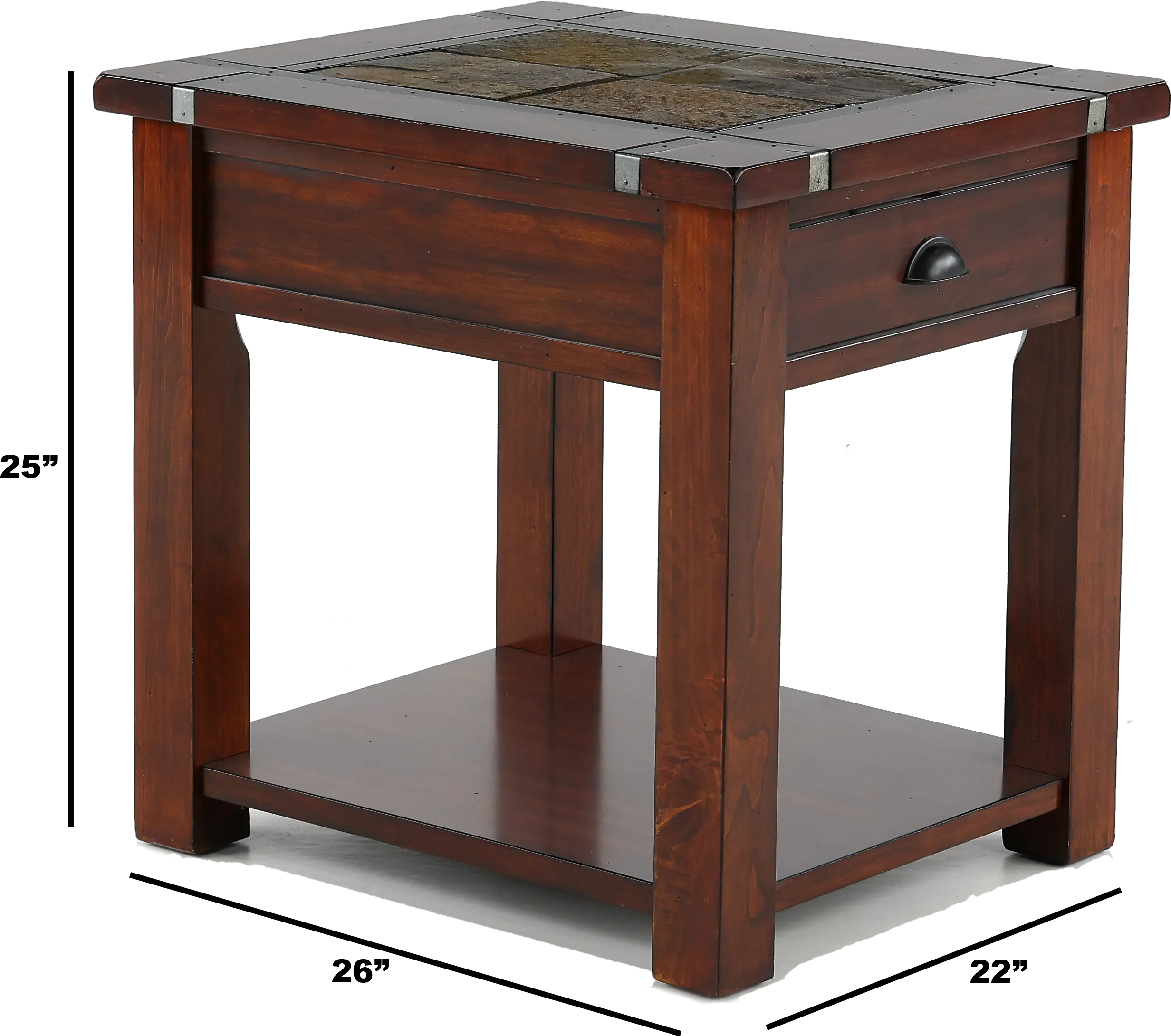 Roanoke Slate and Cherry Brown End Table-3