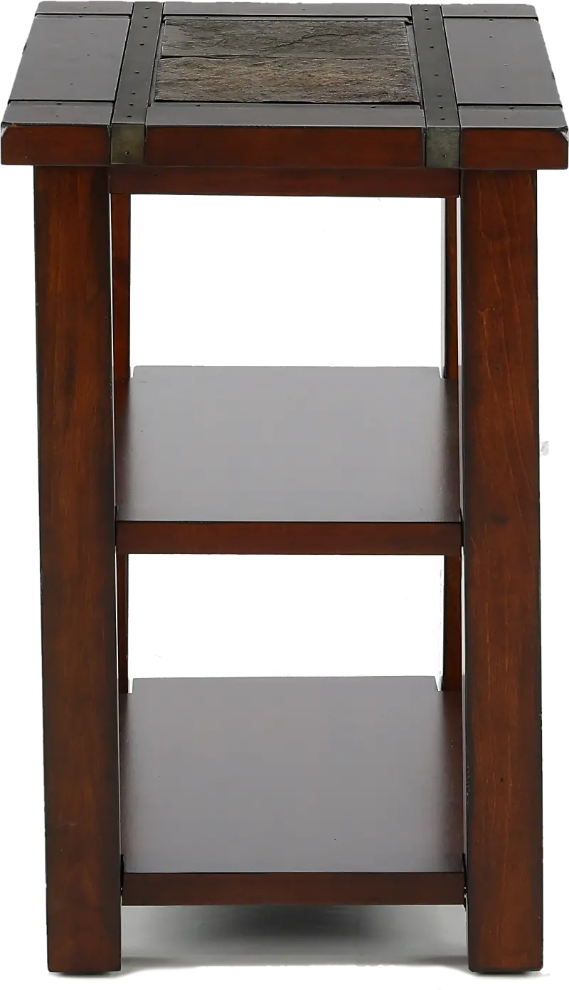 Roanoke Slate and Cherry Brown Chairside Table