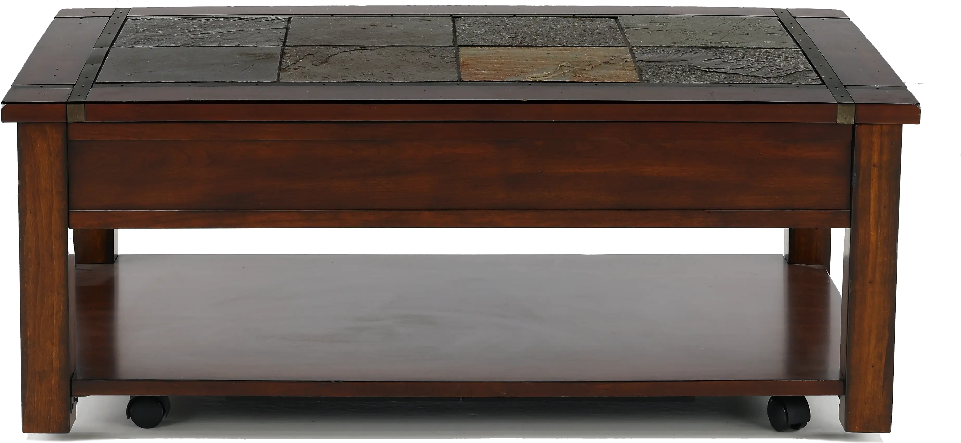Roanoke Cherry Brown Coffee Table with Slate Lift-top-1