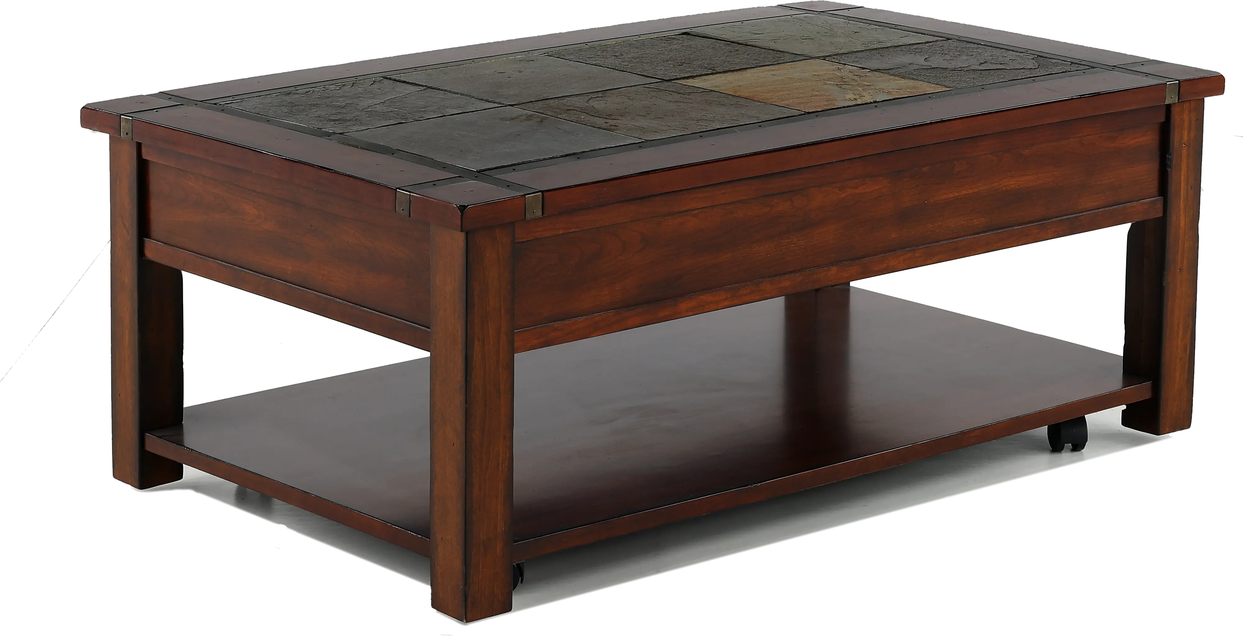 Roanoke Cherry Brown Coffee Table with Slate Lift-top-6