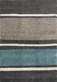5 x 8 Medium Striped Gray, Taupe and Teal Blue Rug - Maroq