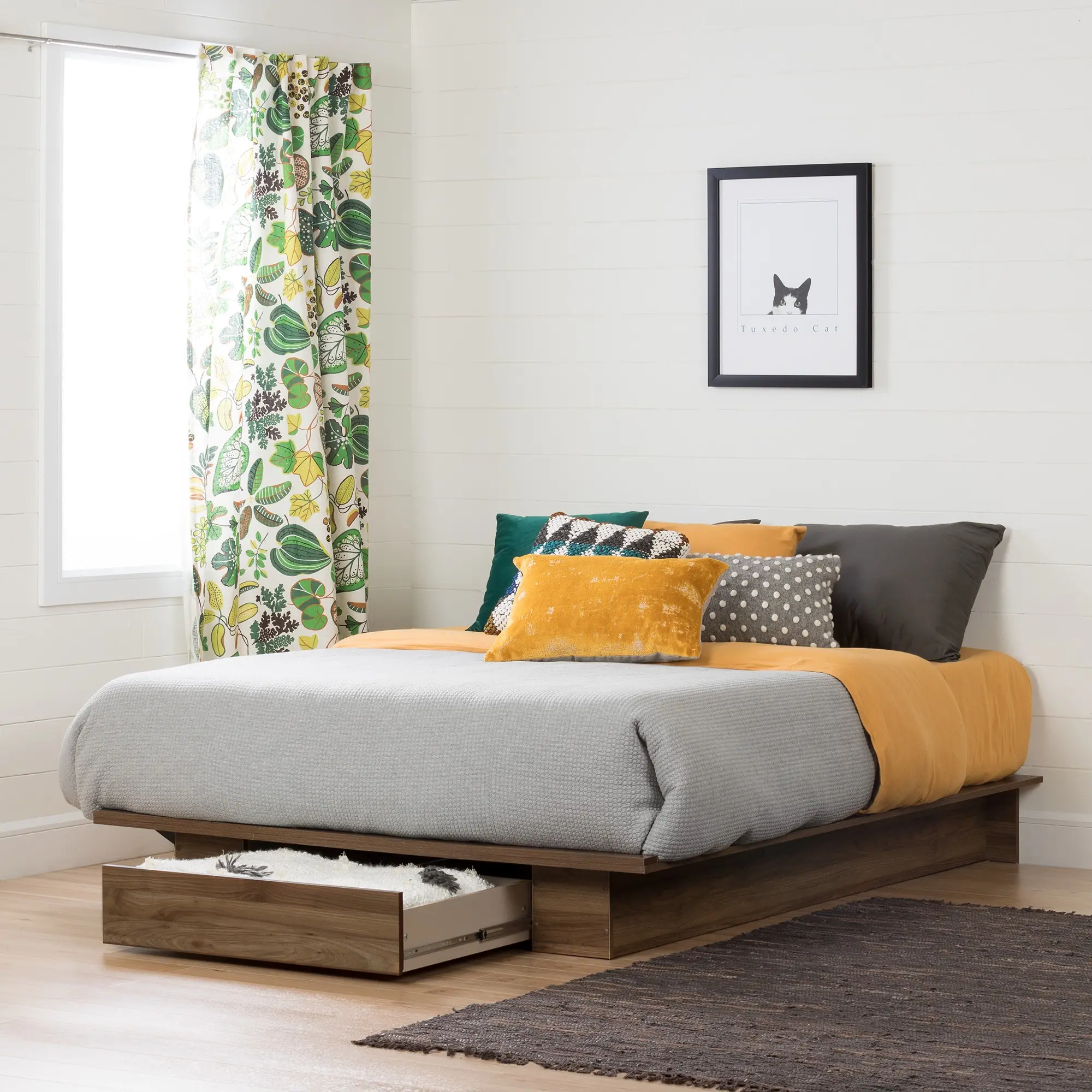 11283 Holland Walnut Full-Queen Platform Bed - South Shore-2