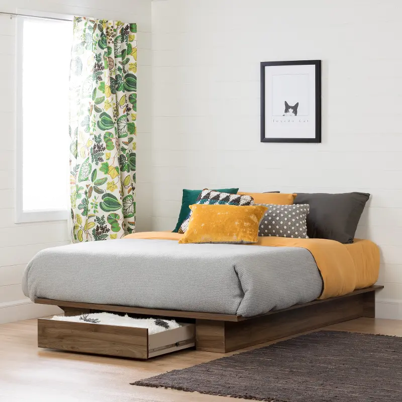 Holland Walnut Full-Queen Platform Bed - South Shore