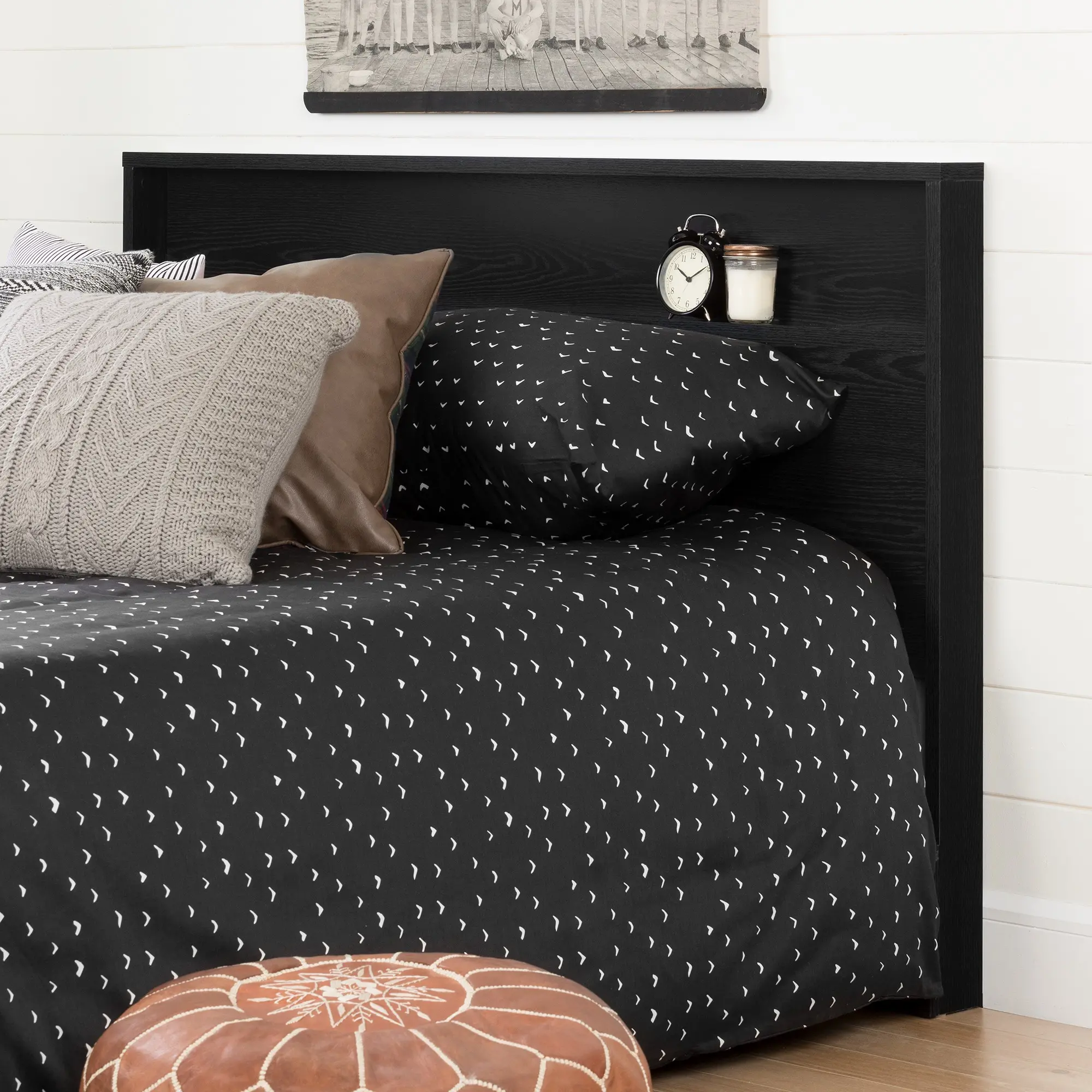 11290 Modern Farmhouse Black Full-Queen Headboard - South Shore-2