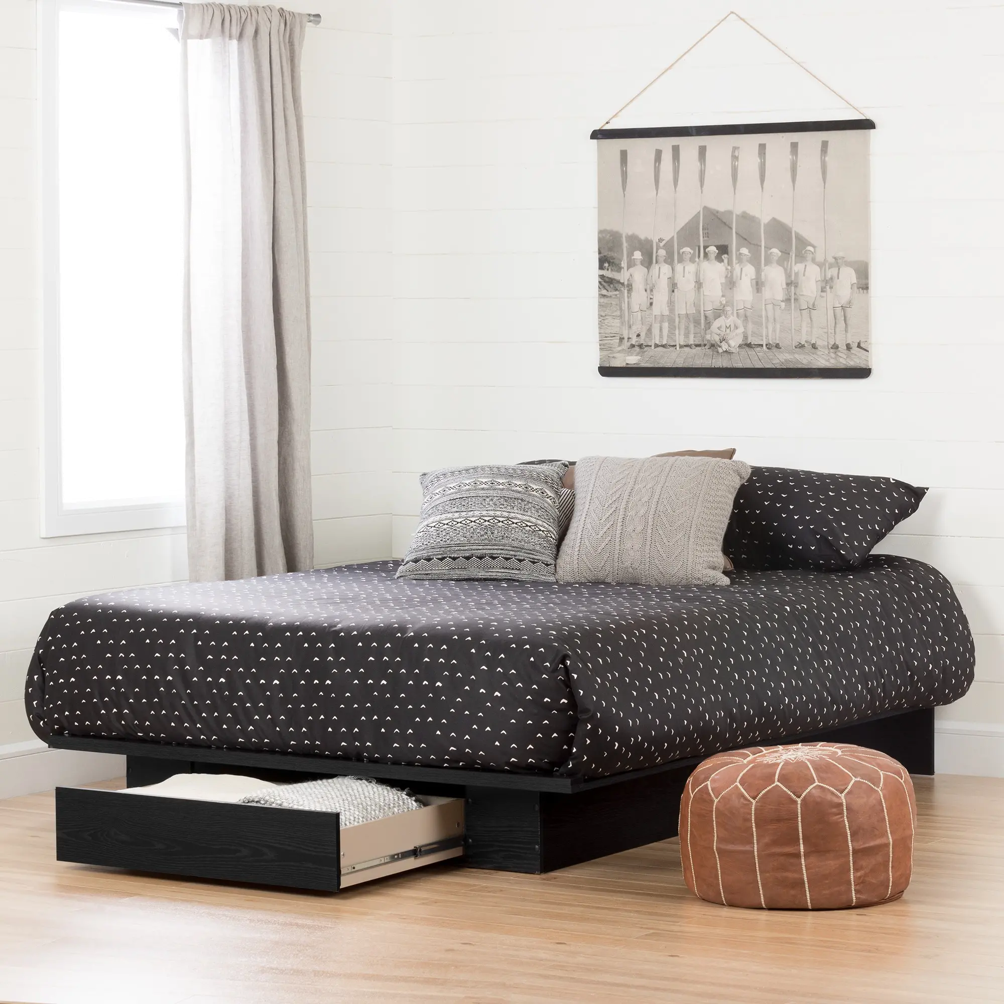 11293 Holland Black Full-Queen Platform Bed - South Shore-2