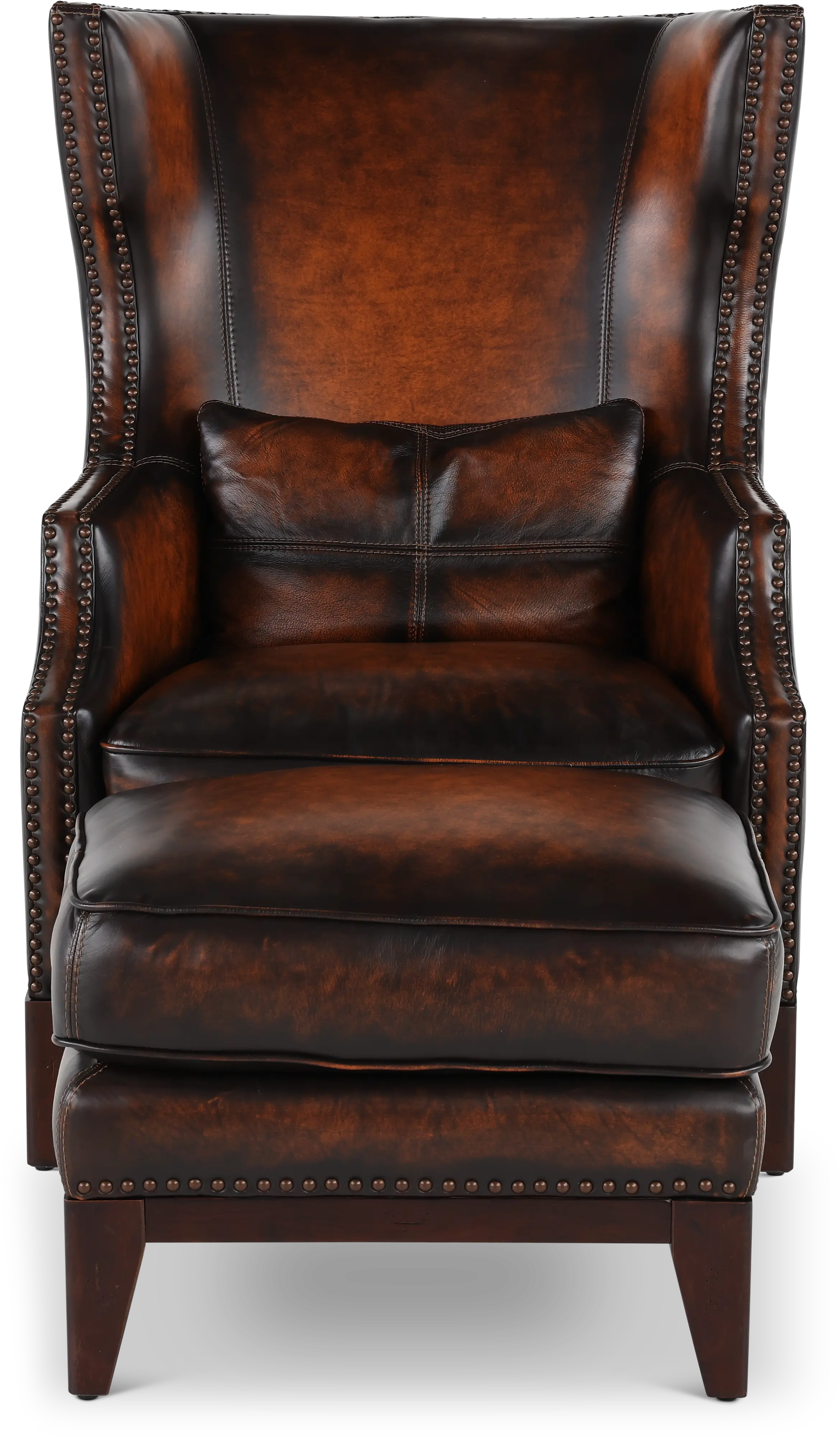 Hillsboro Brown Leather Accent Chair and Ottoman-4