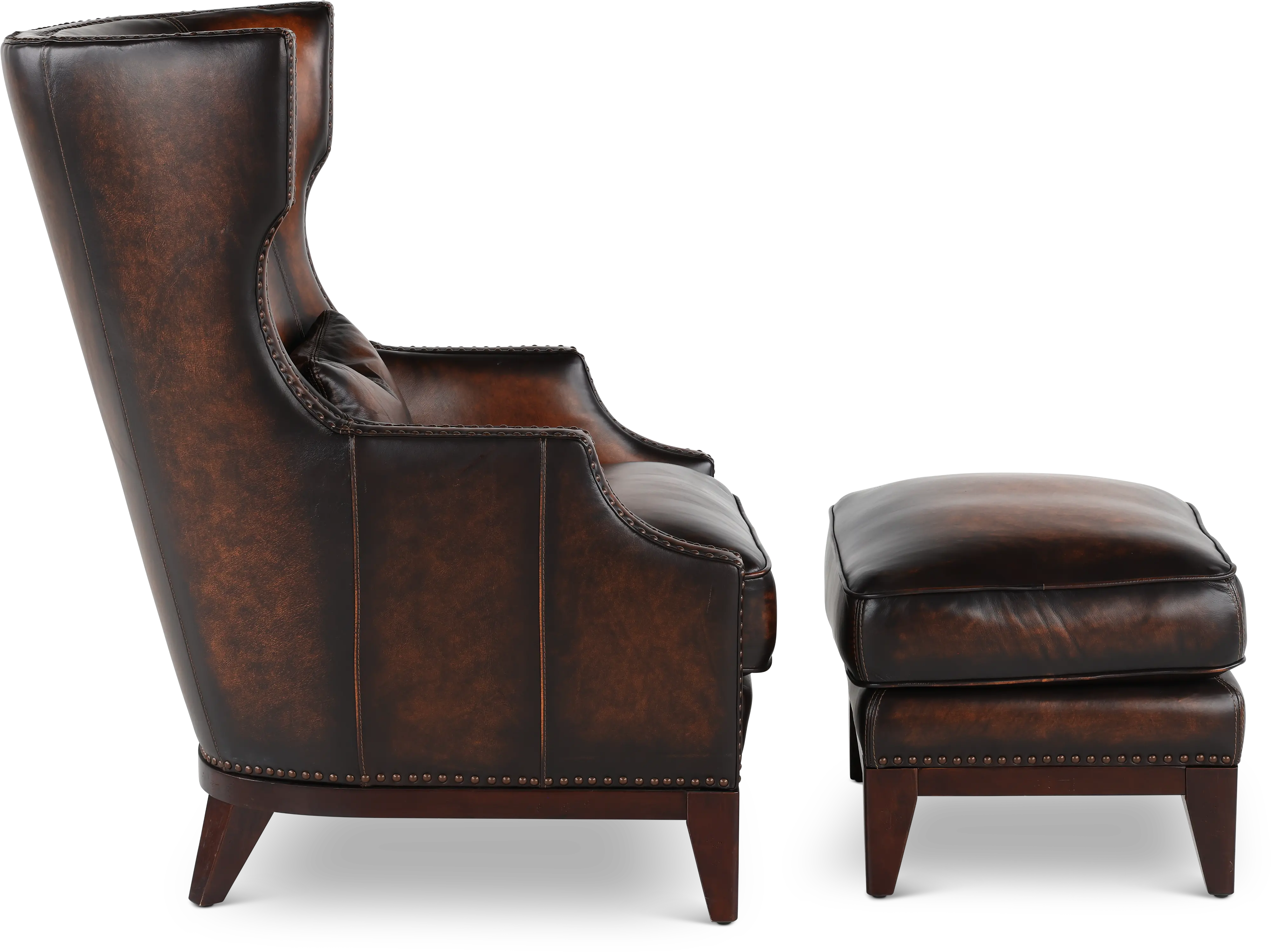 Hillsboro Brown Leather Accent Chair and Ottoman-5