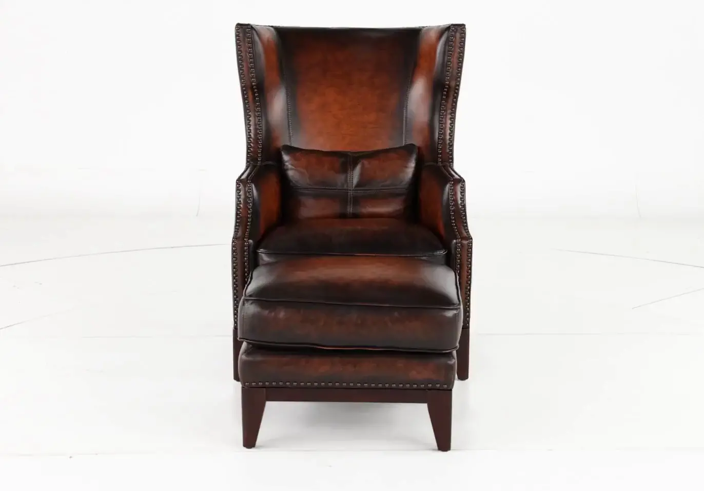 Hillsboro Brown Leather Accent Chair and Ottoman-8