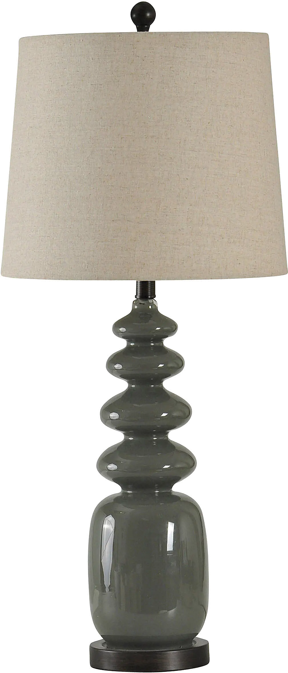 Dark Gray Painted Glass Table Lamp on a Steel Base-1