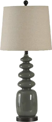 Dark Gray Painted Glass Table Lamp on a Steel Base