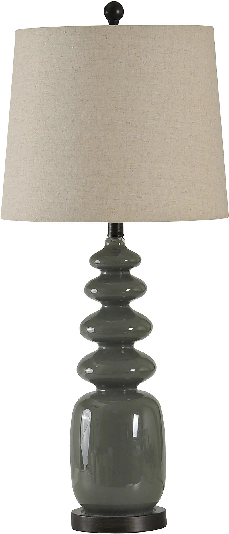 Dark Gray Painted Glass Table Lamp on a Steel Base