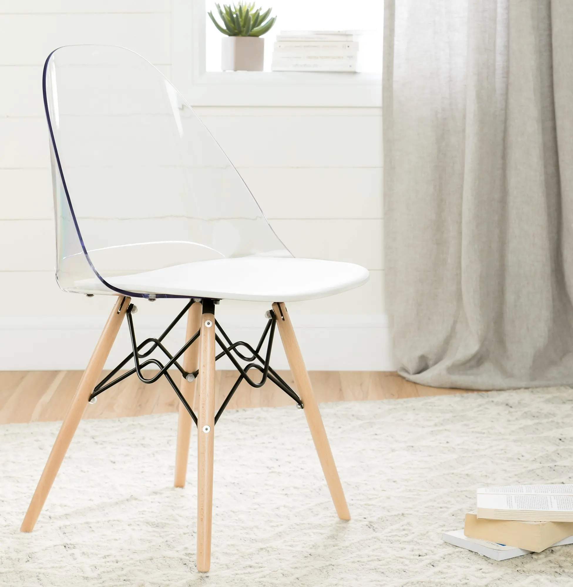 100275 Annexe Clear and White Eiffel Style Chair - South Shore-2