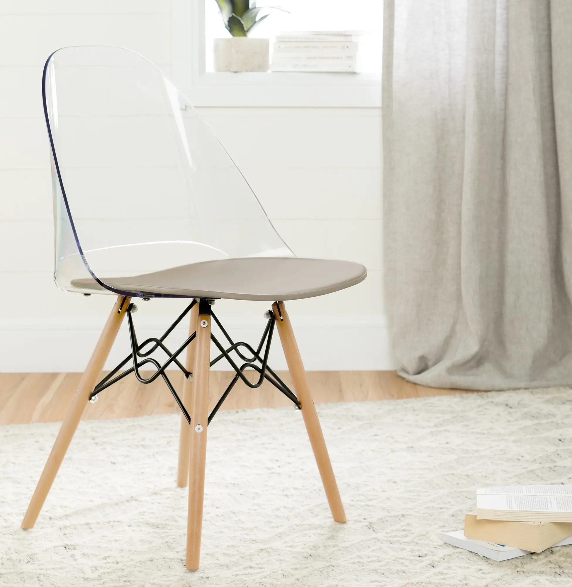 100276 Annexe Clear and Gray Eiffel Style Chair - South Shore-2