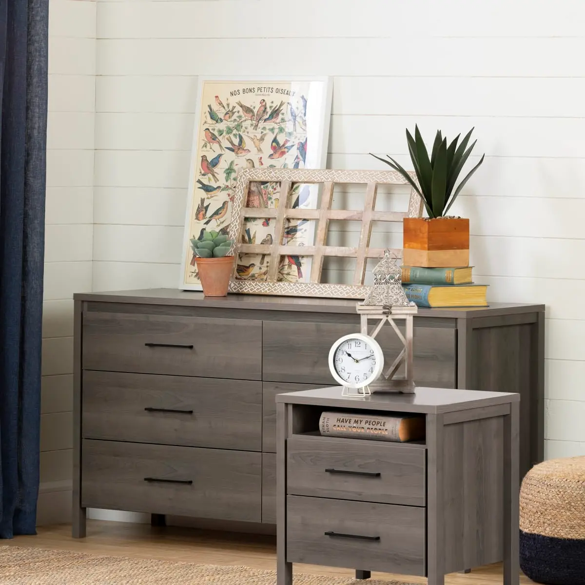 11271 Gravity Gray Oak Dresser & Nightstand Set - South Shore-2
