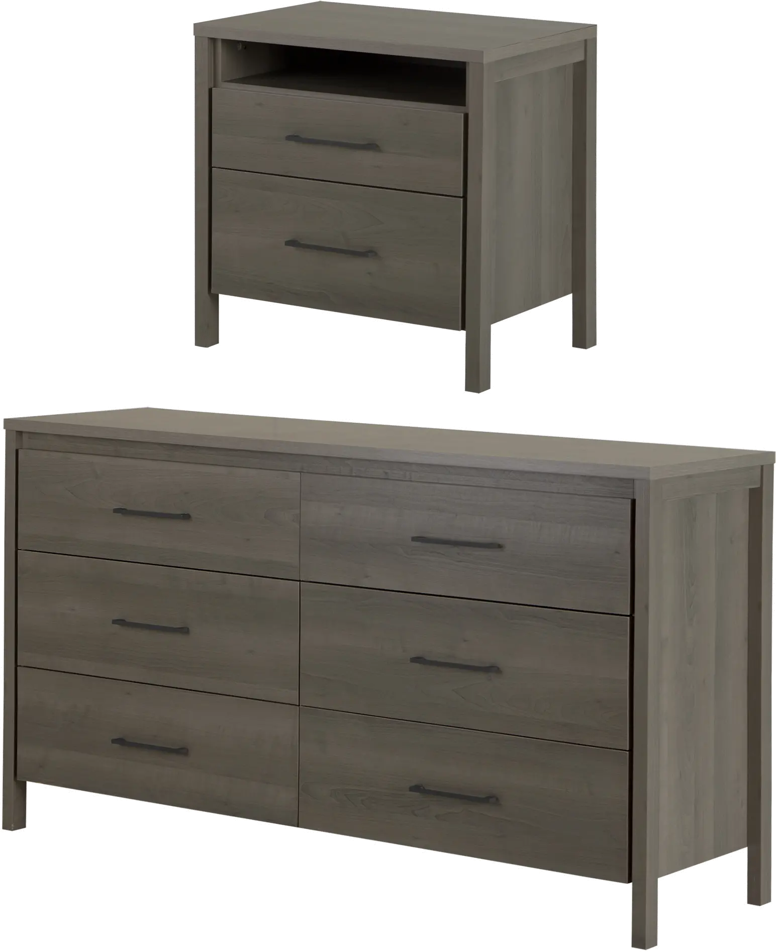 11271 Gravity Gray Oak Dresser & Nightstand Set - South Shore-1